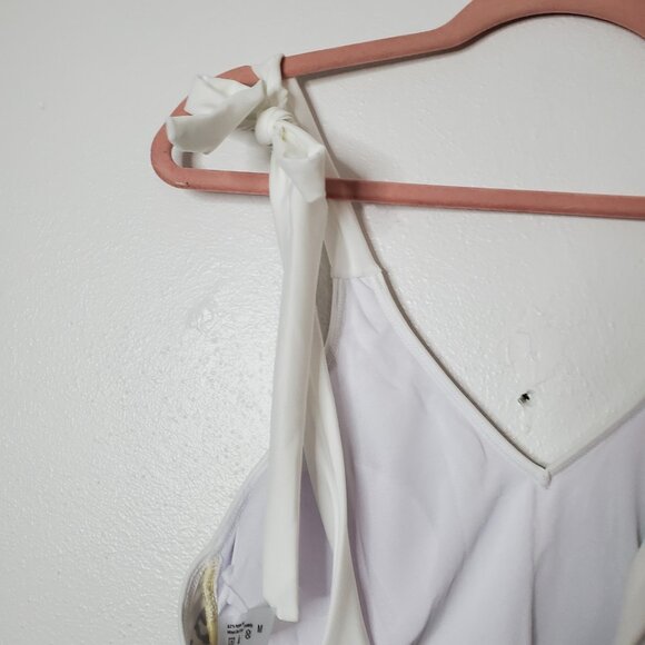 Swimsuit Womens Sz M Green Tan Animal Print One Piece Tie at Shoulder Bows - Picture 8 of 11